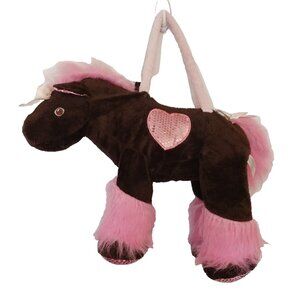 Toby NYC Kids Girls Brown & Pink "Take Me Everywhere" Horse Bag Purse Plush 20"